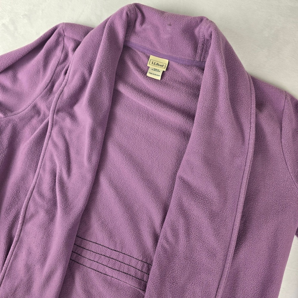 LL Bean Womens Fleece Open Front Cardigan‎ Jacket Purple Size Medium